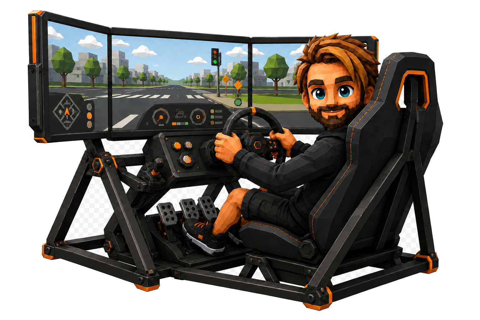 Der kleine Jan trainiert am Fahrsimulator